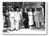 July 1st, 1953 - the library's Second Bookmobile at city hall plaza on a public inspection gets send off by officials - Mrs. Paul Fischbach, Jerome Slote, Alderman - Joseph Reitano,Pres. Common Counsil - Robert G. Sturtevant, Trustee - WM H. Chamberlain Trustee and Vice Pres. - Alice L. Jewett, Library Director - Mayor Joseph Vaccarella - Mrs Gilber Shulman, Pres. Of Board of trustees of the Library --- Photo by Al Carlino